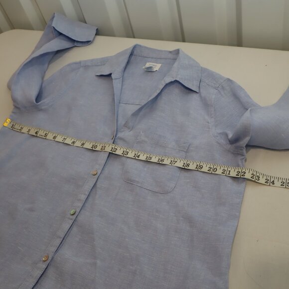 Sigrid Olsen Womens Blue Linen Tunic Button Up Long Sleeve Size Med Lightweight - Picture 6 of 8